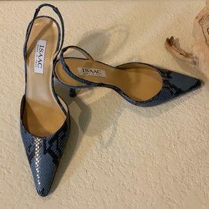 Isaac Blue & Black Leather Slingback